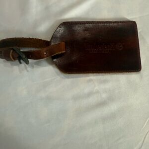 Timberland Dark Brown Leather Luggage Tag Travel Bag ID Tag Durable Classic
